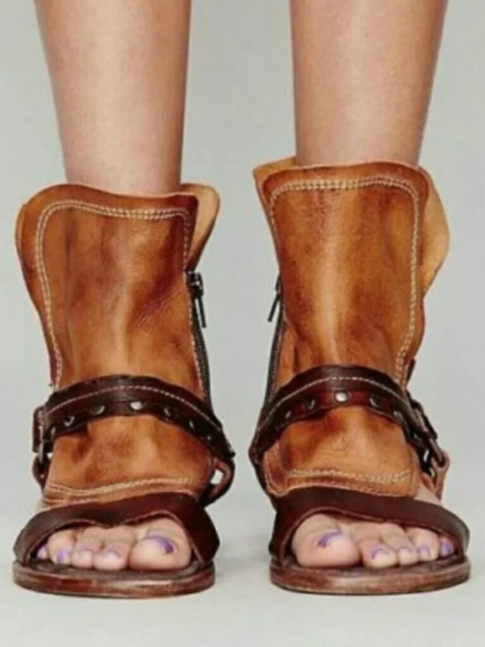 Free People Everything Went West leather studded harness bootie gladiator sandal